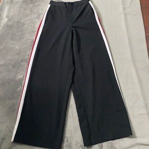 FOREVER 21 BLACK WIDE LEG PANTS RED STRIPE SIZE S